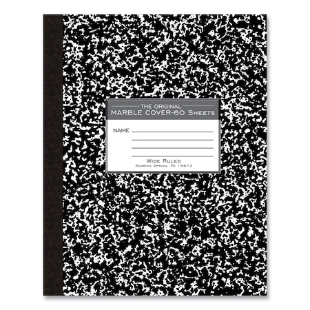 Roaring Spring Marble Cover Composition Book, Wide/Legal Rule, Black Marble Cover, 10 x 8, 60 Sheets 77505